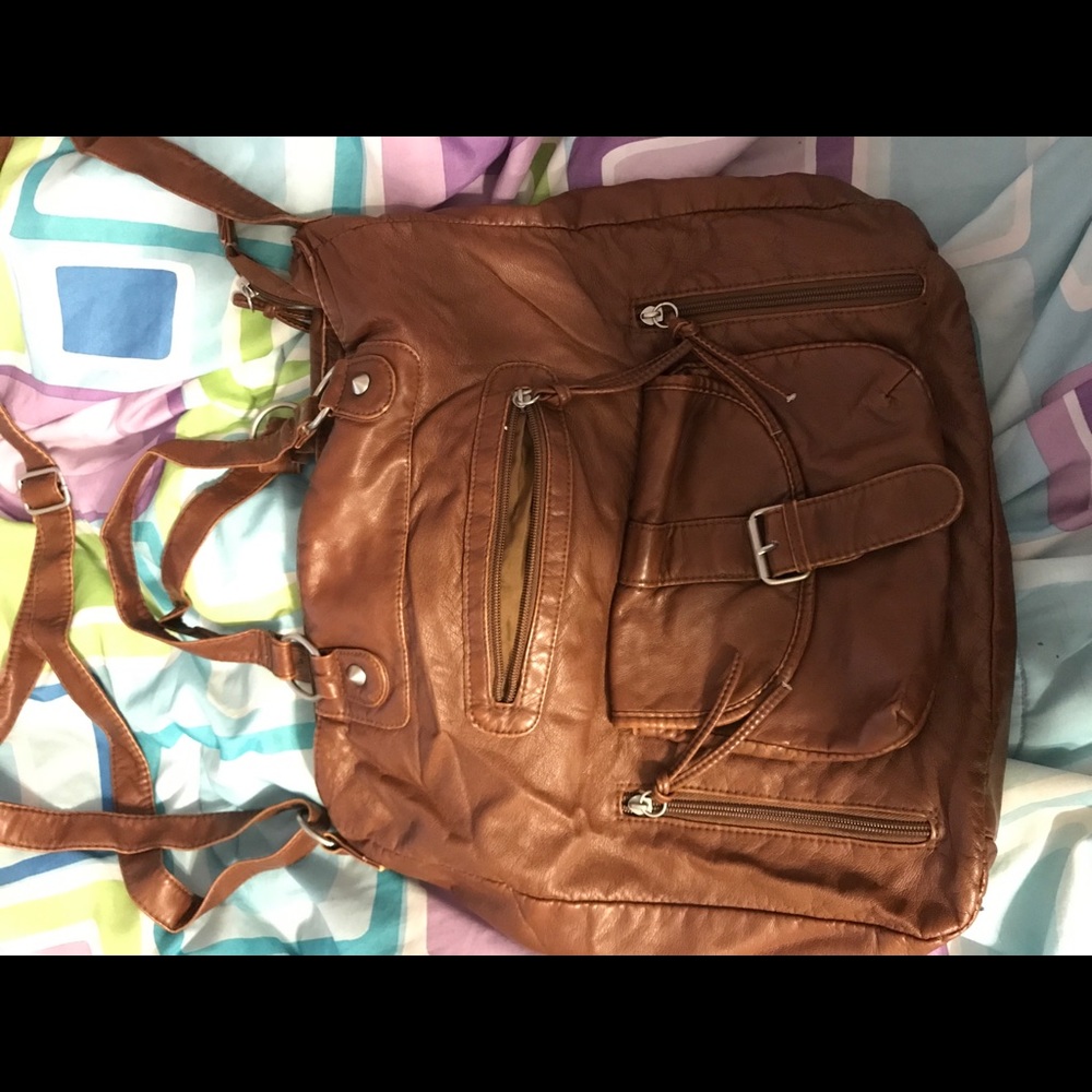 Brown faux leather bag